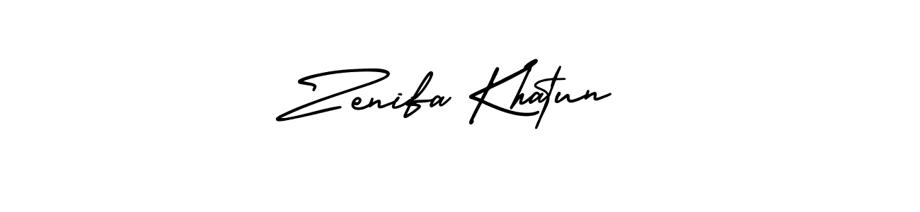 You should practise on your own different ways (AmerikaSignatureDemo-Regular) to write your name (Zenifa Khatun) in signature. don't let someone else do it for you. Zenifa Khatun signature style 3 images and pictures png