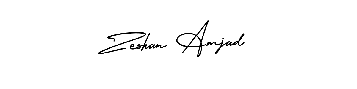 The best way (AmerikaSignatureDemo-Regular) to make a short signature is to pick only two or three words in your name. The name Zeshan Amjad include a total of six letters. For converting this name. Zeshan Amjad signature style 3 images and pictures png