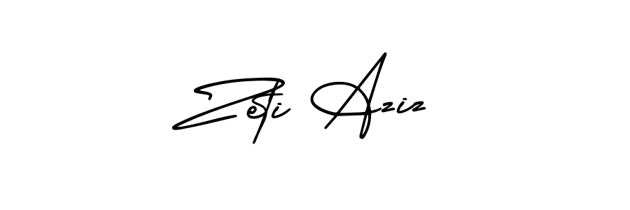 You should practise on your own different ways (AmerikaSignatureDemo-Regular) to write your name (Zeti Aziz) in signature. don't let someone else do it for you. Zeti Aziz signature style 3 images and pictures png