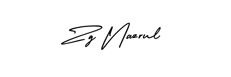 The best way (AmerikaSignatureDemo-Regular) to make a short signature is to pick only two or three words in your name. The name Zg Nazrul include a total of six letters. For converting this name. Zg Nazrul signature style 3 images and pictures png