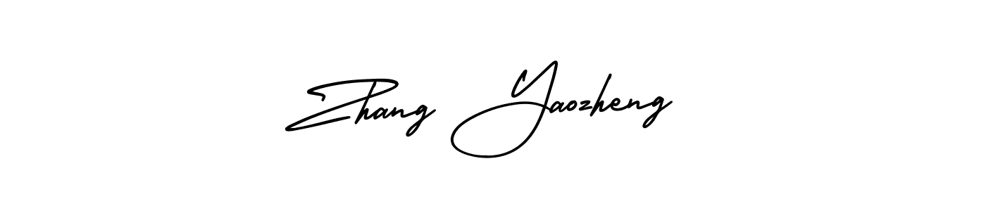 The best way (AmerikaSignatureDemo-Regular) to make a short signature is to pick only two or three words in your name. The name Zhang Yaozheng include a total of six letters. For converting this name. Zhang Yaozheng signature style 3 images and pictures png
