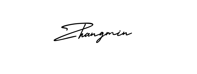 Make a beautiful signature design for name Zhangmin. With this signature (AmerikaSignatureDemo-Regular) style, you can create a handwritten signature for free. Zhangmin signature style 3 images and pictures png