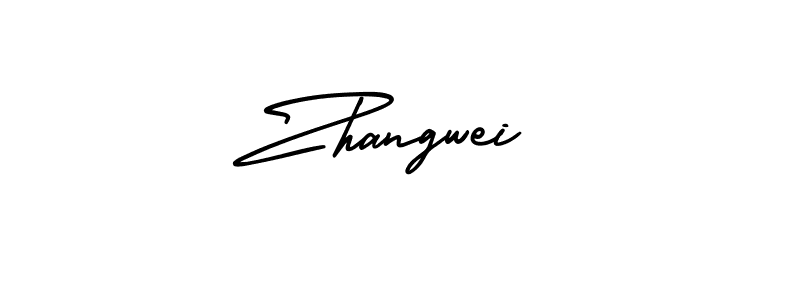 Use a signature maker to create a handwritten signature online. With this signature software, you can design (AmerikaSignatureDemo-Regular) your own signature for name Zhangwei. Zhangwei signature style 3 images and pictures png