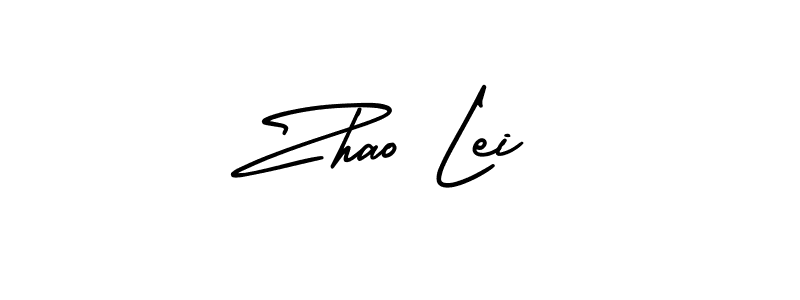 How to make Zhao Lei name signature. Use AmerikaSignatureDemo-Regular style for creating short signs online. This is the latest handwritten sign. Zhao Lei signature style 3 images and pictures png