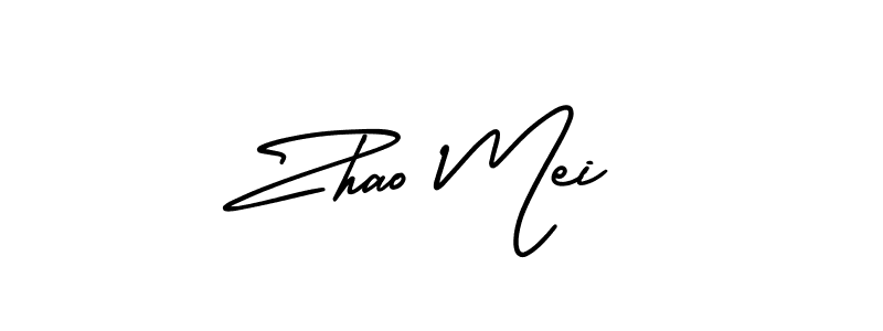 The best way (AmerikaSignatureDemo-Regular) to make a short signature is to pick only two or three words in your name. The name Zhao Mei include a total of six letters. For converting this name. Zhao Mei signature style 3 images and pictures png