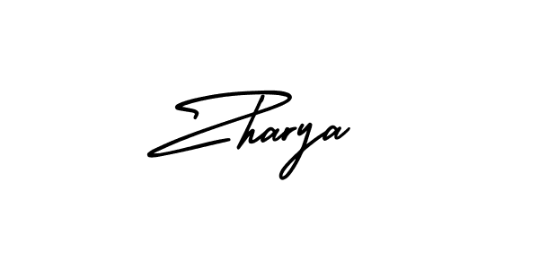 You should practise on your own different ways (AmerikaSignatureDemo-Regular) to write your name (Zharya) in signature. don't let someone else do it for you. Zharya signature style 3 images and pictures png