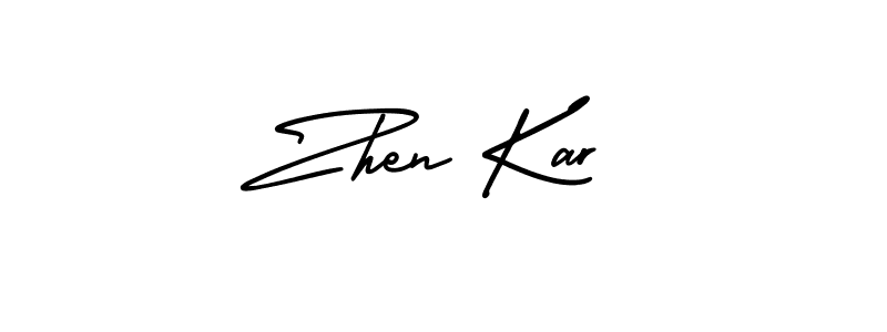 Make a beautiful signature design for name Zhen Kar. With this signature (AmerikaSignatureDemo-Regular) style, you can create a handwritten signature for free. Zhen Kar signature style 3 images and pictures png