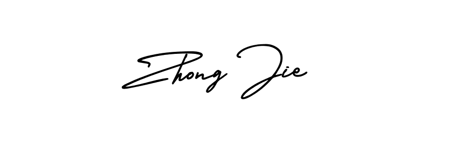 How to make Zhong Jie name signature. Use AmerikaSignatureDemo-Regular style for creating short signs online. This is the latest handwritten sign. Zhong Jie signature style 3 images and pictures png