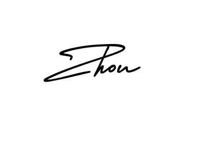Zhou stylish signature style. Best Handwritten Sign (AmerikaSignatureDemo-Regular) for my name. Handwritten Signature Collection Ideas for my name Zhou. Zhou signature style 3 images and pictures png
