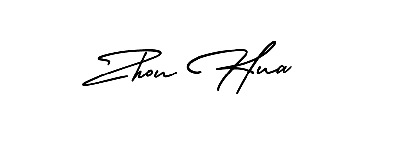 You should practise on your own different ways (AmerikaSignatureDemo-Regular) to write your name (Zhou Hua) in signature. don't let someone else do it for you. Zhou Hua signature style 3 images and pictures png