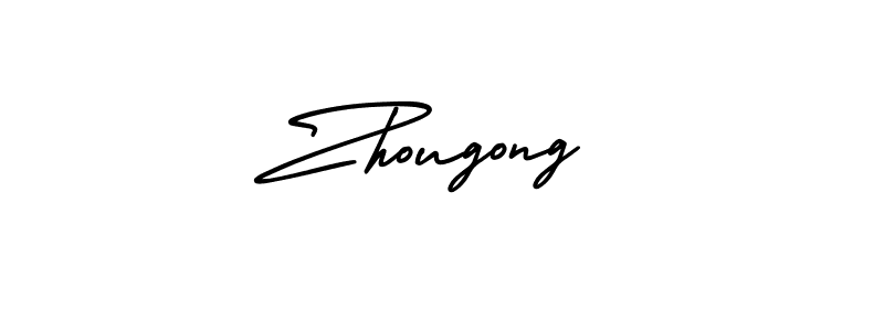Use a signature maker to create a handwritten signature online. With this signature software, you can design (AmerikaSignatureDemo-Regular) your own signature for name Zhougong. Zhougong signature style 3 images and pictures png