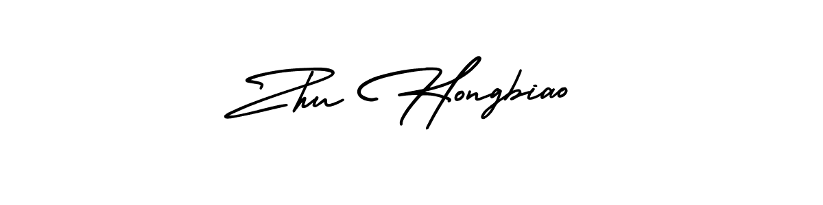 How to make Zhu Hongbiao name signature. Use AmerikaSignatureDemo-Regular style for creating short signs online. This is the latest handwritten sign. Zhu Hongbiao signature style 3 images and pictures png