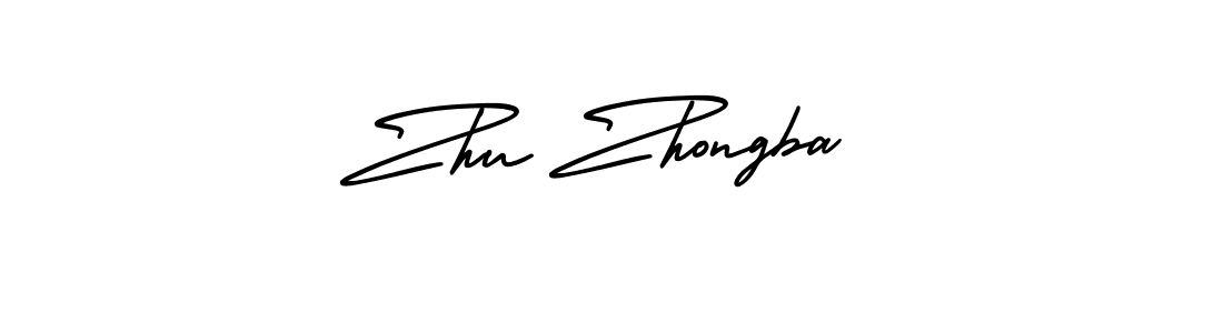 The best way (AmerikaSignatureDemo-Regular) to make a short signature is to pick only two or three words in your name. The name Zhu Zhongba include a total of six letters. For converting this name. Zhu Zhongba signature style 3 images and pictures png