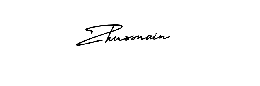 You should practise on your own different ways (AmerikaSignatureDemo-Regular) to write your name (Zhussnain) in signature. don't let someone else do it for you. Zhussnain signature style 3 images and pictures png