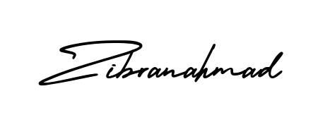 Practice writing Zibranahmad with the flow of AmerikaSignatureDemo-Regular lettering. A fantastic source of inspiration for developing your personal signature style. Zibranahmad signature style 3 images and pictures png