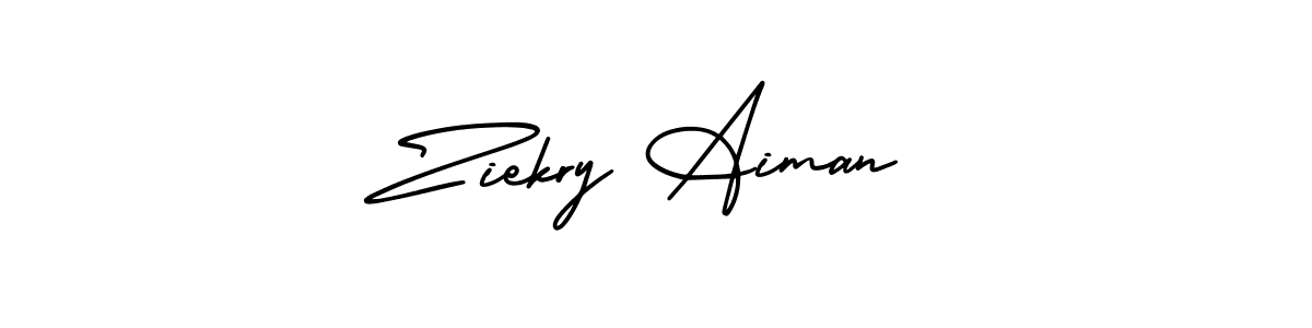 You should practise on your own different ways (AmerikaSignatureDemo-Regular) to write your name (Ziekry Aiman) in signature. don't let someone else do it for you. Ziekry Aiman signature style 3 images and pictures png