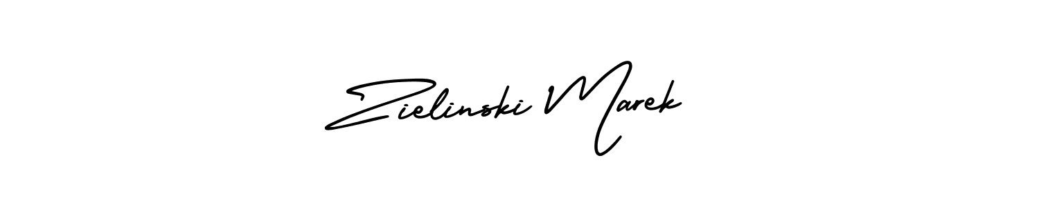 You should practise on your own different ways (AmerikaSignatureDemo-Regular) to write your name (Zielinski Marek) in signature. don't let someone else do it for you. Zielinski Marek signature style 3 images and pictures png