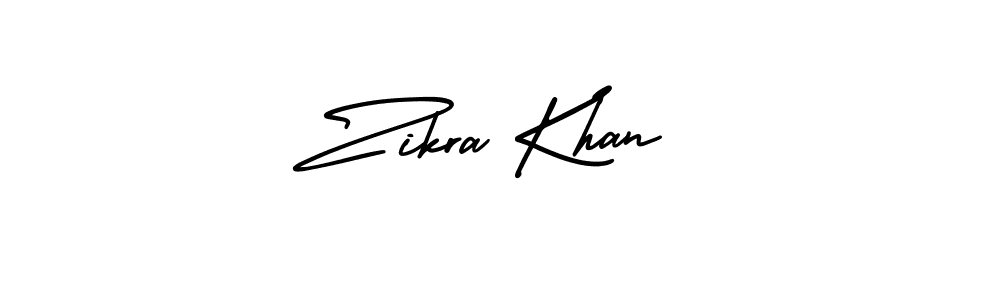 The best way (AmerikaSignatureDemo-Regular) to make a short signature is to pick only two or three words in your name. The name Zikra Khan include a total of six letters. For converting this name. Zikra Khan signature style 3 images and pictures png