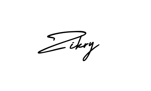 How to make Zikry name signature. Use AmerikaSignatureDemo-Regular style for creating short signs online. This is the latest handwritten sign. Zikry signature style 3 images and pictures png