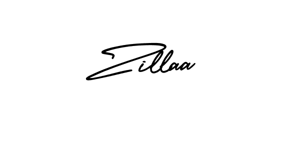 How to make Zillaa name signature. Use AmerikaSignatureDemo-Regular style for creating short signs online. This is the latest handwritten sign. Zillaa signature style 3 images and pictures png