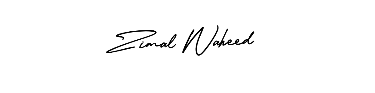 You should practise on your own different ways (AmerikaSignatureDemo-Regular) to write your name (Zimal Waheed) in signature. don't let someone else do it for you. Zimal Waheed signature style 3 images and pictures png