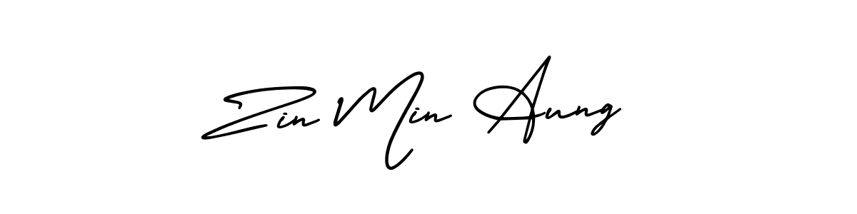 Use a signature maker to create a handwritten signature online. With this signature software, you can design (AmerikaSignatureDemo-Regular) your own signature for name Zin Min Aung. Zin Min Aung signature style 3 images and pictures png