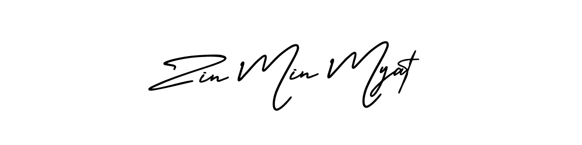 The best way (AmerikaSignatureDemo-Regular) to make a short signature is to pick only two or three words in your name. The name Zin Min Myat include a total of six letters. For converting this name. Zin Min Myat signature style 3 images and pictures png