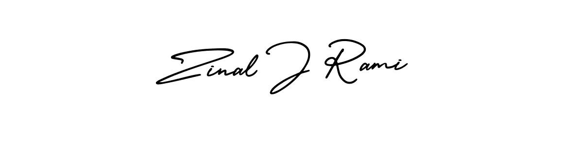 You should practise on your own different ways (AmerikaSignatureDemo-Regular) to write your name (Zinal J Rami) in signature. don't let someone else do it for you. Zinal J Rami signature style 3 images and pictures png
