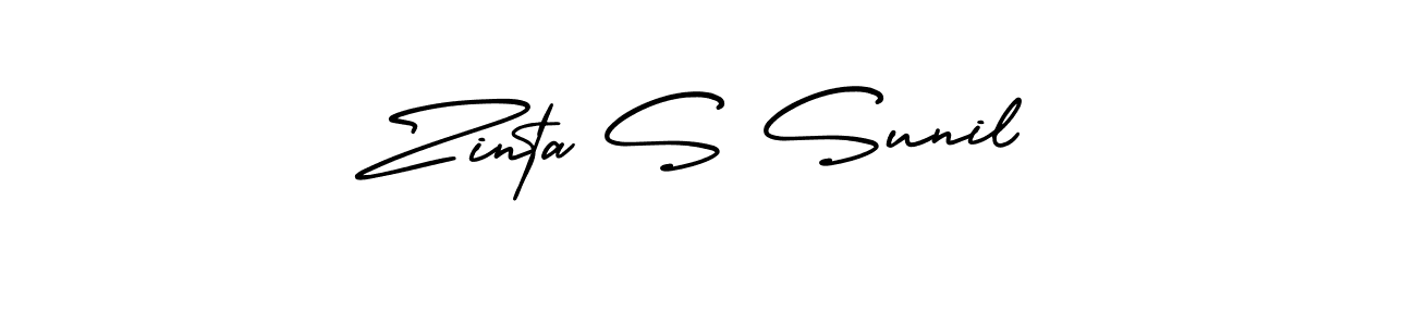 You should practise on your own different ways (AmerikaSignatureDemo-Regular) to write your name (Zinta S Sunil) in signature. don't let someone else do it for you. Zinta S Sunil signature style 3 images and pictures png