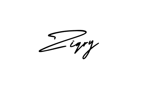 How to make Ziqry name signature. Use AmerikaSignatureDemo-Regular style for creating short signs online. This is the latest handwritten sign. Ziqry signature style 3 images and pictures png