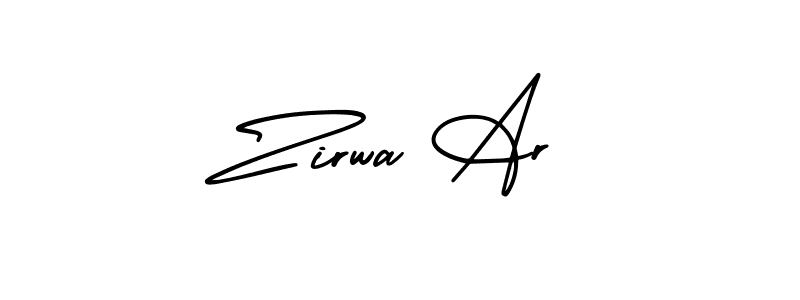 if you are searching for the best signature style for your name Zirwa Ar. so please give up your signature search. here we have designed multiple signature styles  using AmerikaSignatureDemo-Regular. Zirwa Ar signature style 3 images and pictures png