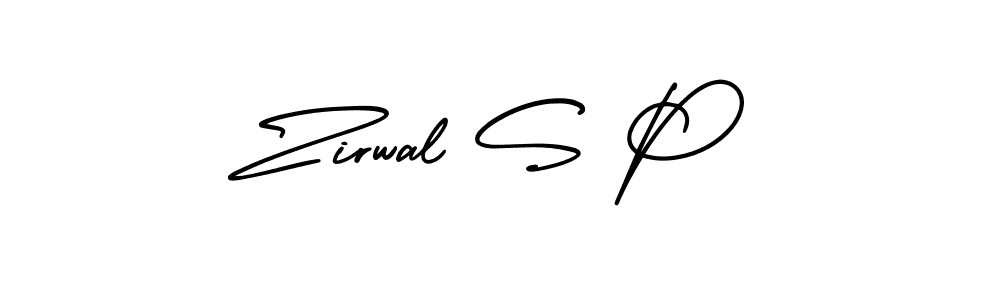 The best way (AmerikaSignatureDemo-Regular) to make a short signature is to pick only two or three words in your name. The name Zirwal S P include a total of six letters. For converting this name. Zirwal S P signature style 3 images and pictures png