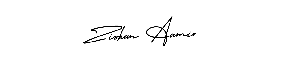 How to make Zishan Aamir name signature. Use AmerikaSignatureDemo-Regular style for creating short signs online. This is the latest handwritten sign. Zishan Aamir signature style 3 images and pictures png