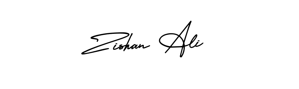How to make Zishan Ali name signature. Use AmerikaSignatureDemo-Regular style for creating short signs online. This is the latest handwritten sign. Zishan Ali signature style 3 images and pictures png