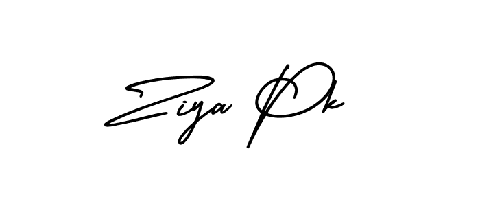 How to make Ziya Pk name signature. Use AmerikaSignatureDemo-Regular style for creating short signs online. This is the latest handwritten sign. Ziya Pk signature style 3 images and pictures png