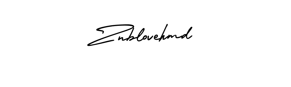 How to make Znblovehmd name signature. Use AmerikaSignatureDemo-Regular style for creating short signs online. This is the latest handwritten sign. Znblovehmd signature style 3 images and pictures png