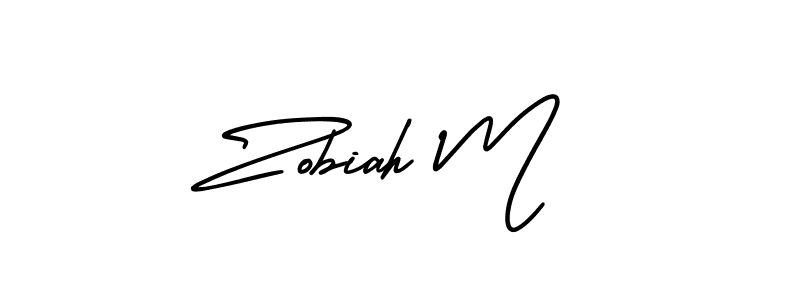 It looks lik you need a new signature style for name Zobiah M. Design unique handwritten (AmerikaSignatureDemo-Regular) signature with our free signature maker in just a few clicks. Zobiah M signature style 3 images and pictures png