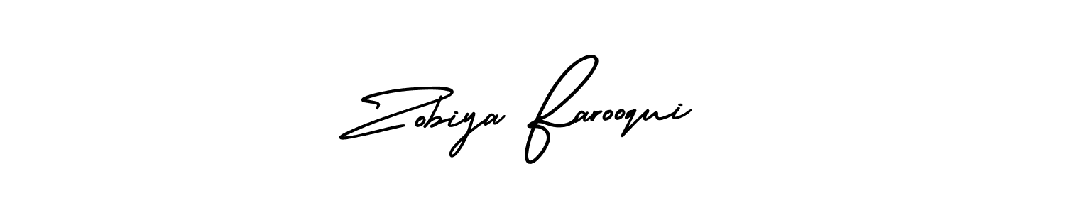 if you are searching for the best signature style for your name Zobiya Farooqui. so please give up your signature search. here we have designed multiple signature styles  using AmerikaSignatureDemo-Regular. Zobiya Farooqui signature style 3 images and pictures png