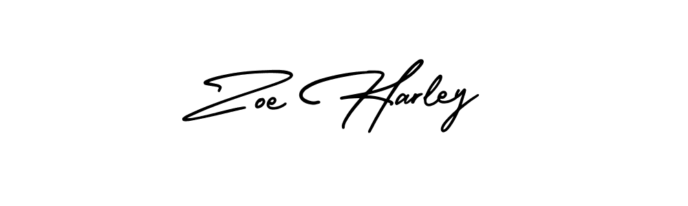 The best way (AmerikaSignatureDemo-Regular) to make a short signature is to pick only two or three words in your name. The name Zoe Harley include a total of six letters. For converting this name. Zoe Harley signature style 3 images and pictures png