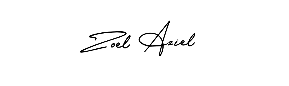 You should practise on your own different ways (AmerikaSignatureDemo-Regular) to write your name (Zoel Aziel) in signature. don't let someone else do it for you. Zoel Aziel signature style 3 images and pictures png
