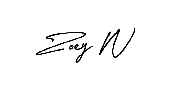 The best way (AmerikaSignatureDemo-Regular) to make a short signature is to pick only two or three words in your name. The name Zoey W include a total of six letters. For converting this name. Zoey W signature style 3 images and pictures png