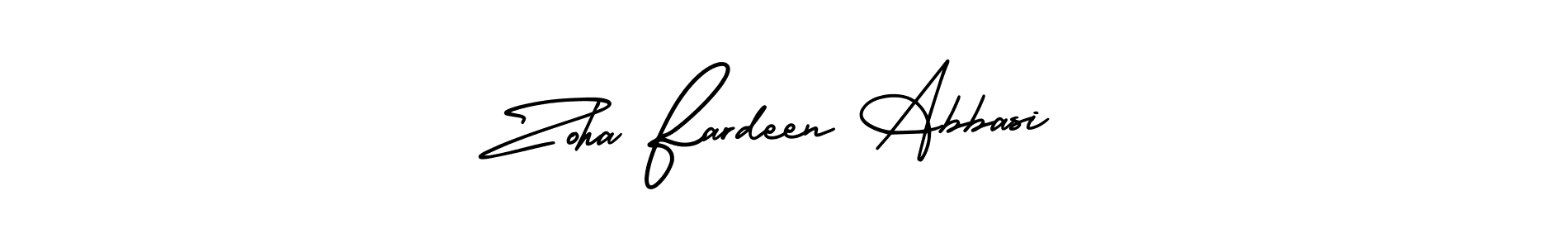 You can use this online signature creator to create a handwritten signature for the name Zoha Fardeen Abbasi. This is the best online autograph maker. Zoha Fardeen Abbasi signature style 3 images and pictures png