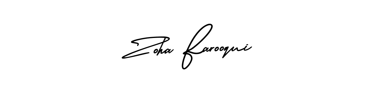 Make a beautiful signature design for name Zoha Farooqui. With this signature (AmerikaSignatureDemo-Regular) style, you can create a handwritten signature for free. Zoha Farooqui signature style 3 images and pictures png