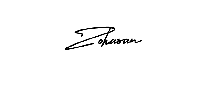 How to make Zohasan name signature. Use AmerikaSignatureDemo-Regular style for creating short signs online. This is the latest handwritten sign. Zohasan signature style 3 images and pictures png