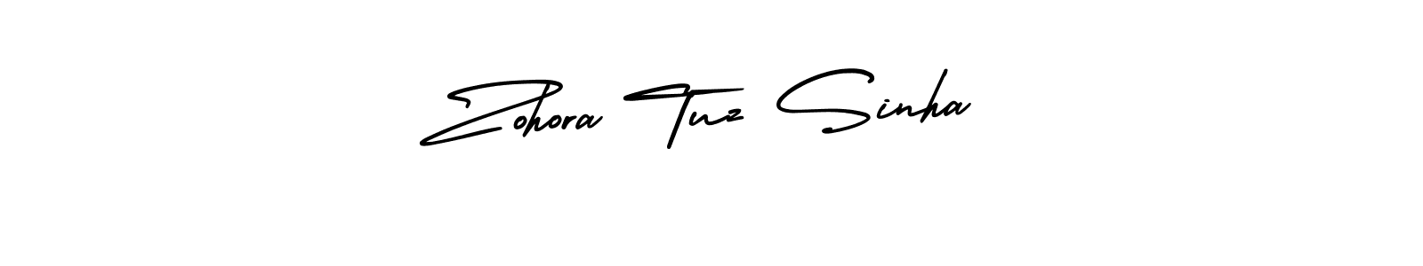 You should practise on your own different ways (AmerikaSignatureDemo-Regular) to write your name (Zohora Tuz Sinha) in signature. don't let someone else do it for you. Zohora Tuz Sinha signature style 3 images and pictures png