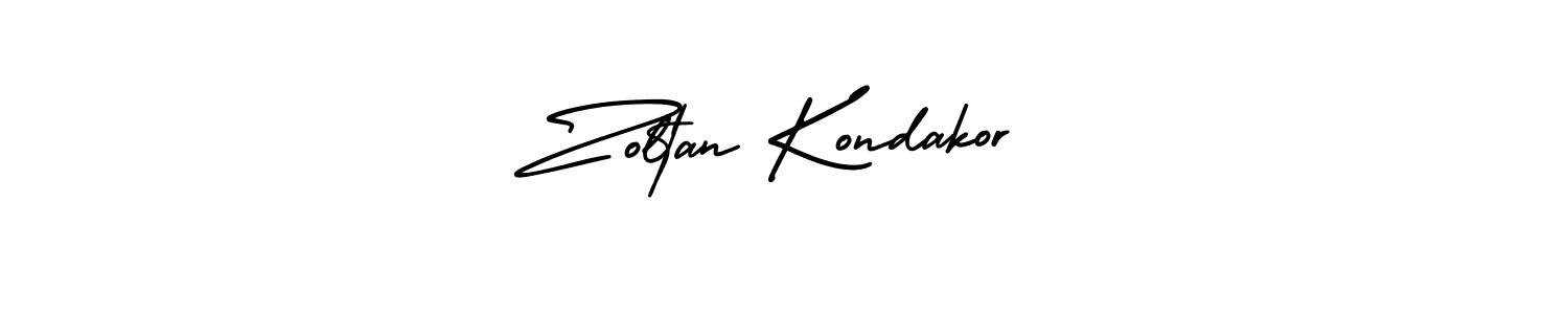 The best way (AmerikaSignatureDemo-Regular) to make a short signature is to pick only two or three words in your name. The name Zoltan Kondakor include a total of six letters. For converting this name. Zoltan Kondakor signature style 3 images and pictures png