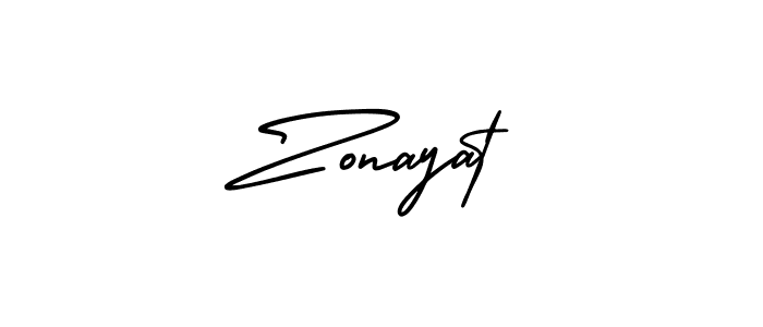 You should practise on your own different ways (AmerikaSignatureDemo-Regular) to write your name (Zonayat) in signature. don't let someone else do it for you. Zonayat signature style 3 images and pictures png