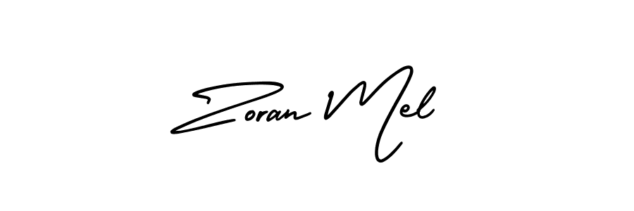 The best way (AmerikaSignatureDemo-Regular) to make a short signature is to pick only two or three words in your name. The name Zoran Mel include a total of six letters. For converting this name. Zoran Mel signature style 3 images and pictures png