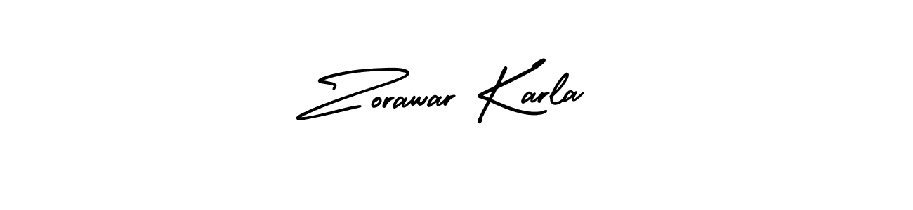 The best way (AmerikaSignatureDemo-Regular) to make a short signature is to pick only two or three words in your name. The name Zorawar Karla include a total of six letters. For converting this name. Zorawar Karla signature style 3 images and pictures png