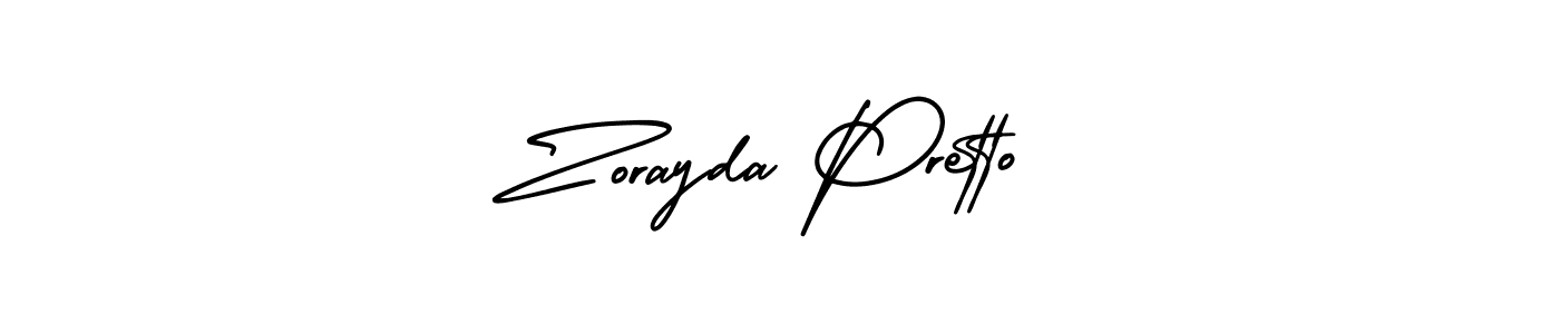 Make a short Zorayda Pretto signature style. Manage your documents anywhere anytime using AmerikaSignatureDemo-Regular. Create and add eSignatures, submit forms, share and send files easily. Zorayda Pretto signature style 3 images and pictures png